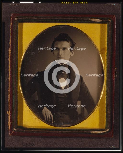 John Henry Frederick Sachse, half-length portrait, facing front, seated, 1841 or 1842. Creator: Robert Cornelius.