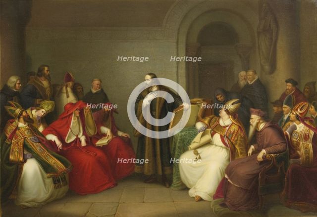 John Hus before Council of Constance, End of 19th century. Artist: Anonymous  