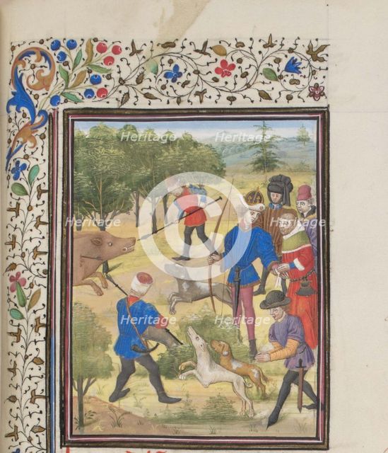 John II Comnenus, Byzantine emperor at the hunt. Miniature from the Historia by William of Tyre, 1460s. Artist: Anonymous  