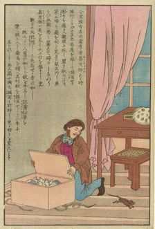 John James Audubon discovering his drawings eaten by a rat, 1870s. Creator: Unknown