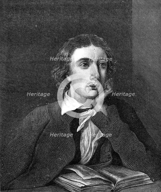 John Keats, painted by W. Hilton, R.A. in the National Portrait Gallery, 1872. Creator: Unknown.