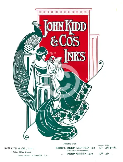 'John Kidd & Co's Inks advert', 1907. Artist: Unknown.