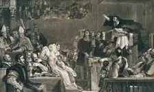 John Knox Preaching before the Lords of the Congregation, 10 June 1559 c1827, (1912). Artist: David Wilkie