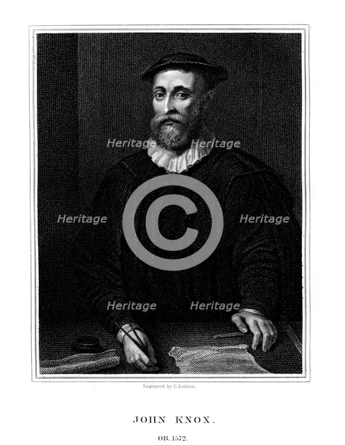 John Knox, Scottish religious reformer, (1825).Artist: E Scriven