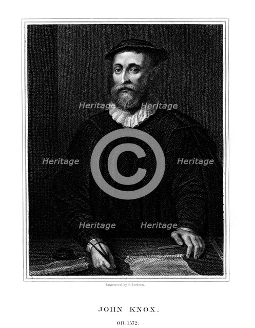 John Knox, Scottish religious reformer, (1825).Artist: E Scriven