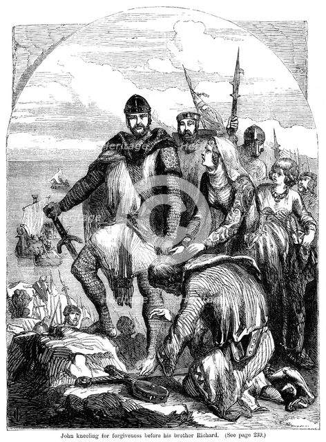 John kneeling for forgiveness before his brother Richard. Artist: Unknown