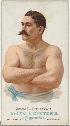 John L. Sullivan, Pugilist, from World's Champions, Series 1 (N28) for Allen & Ginter Ciga..., 1887. Creator: Allen & Ginter
