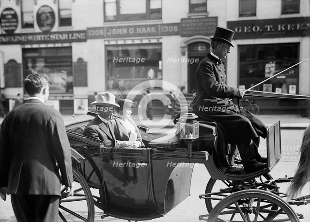 John Lind, Governor of Minnesota, in Carriage with Mrs. Lind, 1914. Creator: Harris & Ewing.