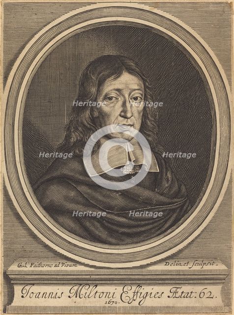 John Milton, 1670. Creator: William Faithorne.