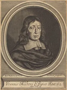 John Milton, 1670. Creator: William Faithorne