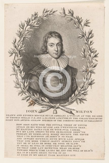 John Milton, 1760. Creator: Giovanni Battista Cipriani.