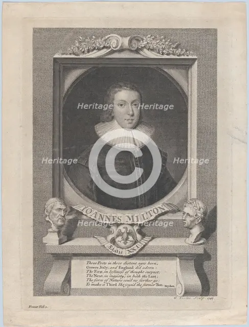John Milton, Age 21, 1747. Creator: George Vertue.