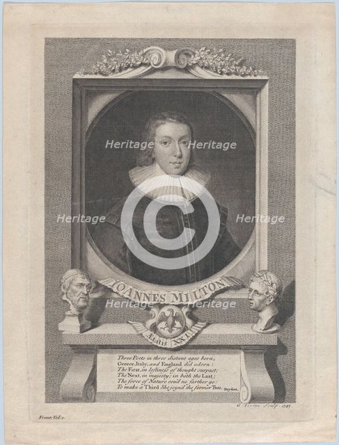 John Milton, Age 21, 1747. Creator: George Vertue.