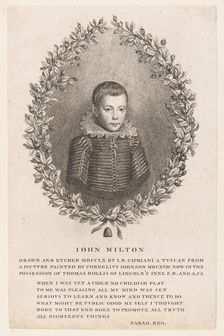 John Milton as a Boy, 1760. Creator: Giovanni Battista Cipriani