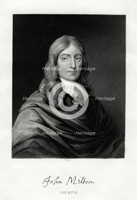John Milton, English poet, 19th century. Artist: W Holl