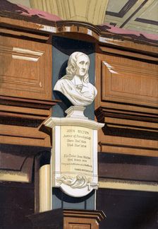 John Milton's monument, St Giles's Church, Cripplegate, London, c1850