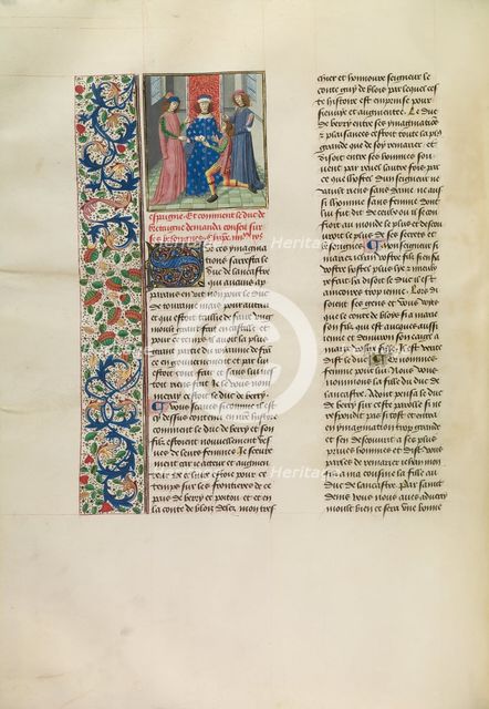 John of Gaunt Giving a Letter from the Duke of Berry to a Messenger, c1390s; about  Creator: Master of the Copenhagen Caesar.