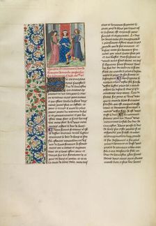 John of Gaunt Giving a Letter from the Duke of Berry to a Messenger, c1390s; about Creator: Master of the Copenhagen Caesar