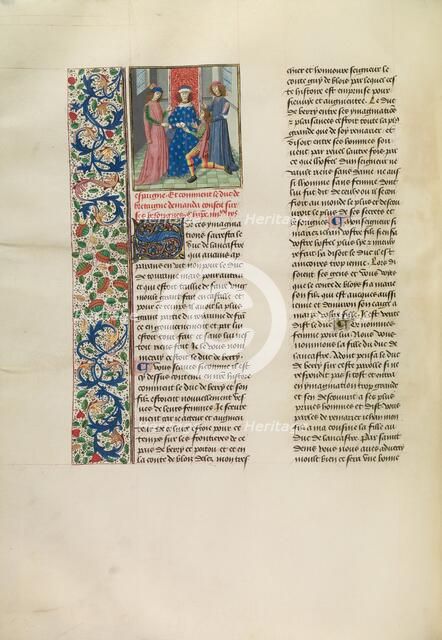 John of Gaunt Giving a Letter from the Duke of Berry to a Messenger, c1390s; about  Creator: Master of the Copenhagen Caesar.