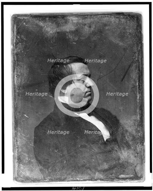 John P. Hale, head-and-shoulders portrait, face nearly in profile to the right, between 1844 & 1860. Creator: Mathew Brady.