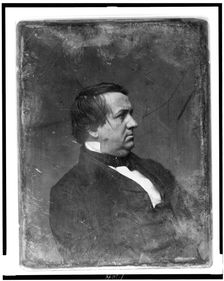 John P. Hale, head-and-shoulders portrait, face nearly in profile to the right, between 1844 & 1860. Creator: Mathew Brady