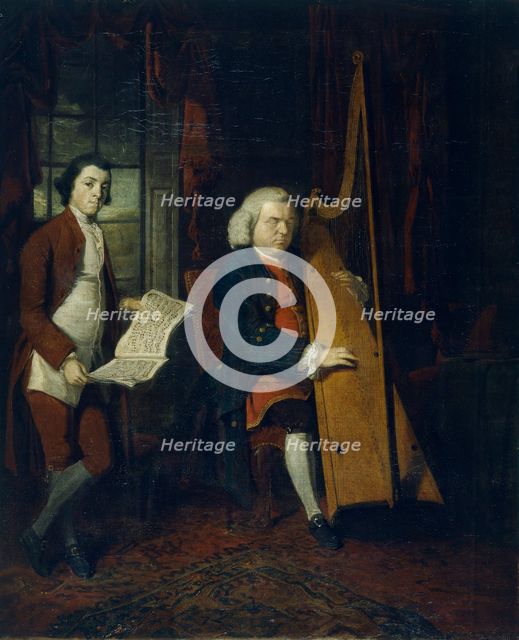 John Parry the Blind Harpist with an assistant, c1770-1780. Creator: William Parry.