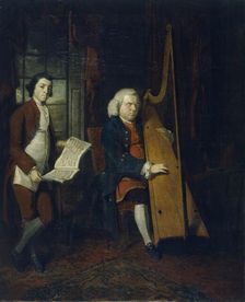 John Parry the Blind Harpist with an assistant, c1770-1780. Creator: William Parry