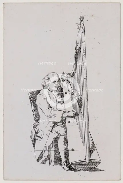 John Parry playing the harp, c1760-1780. Creator: William Parry.