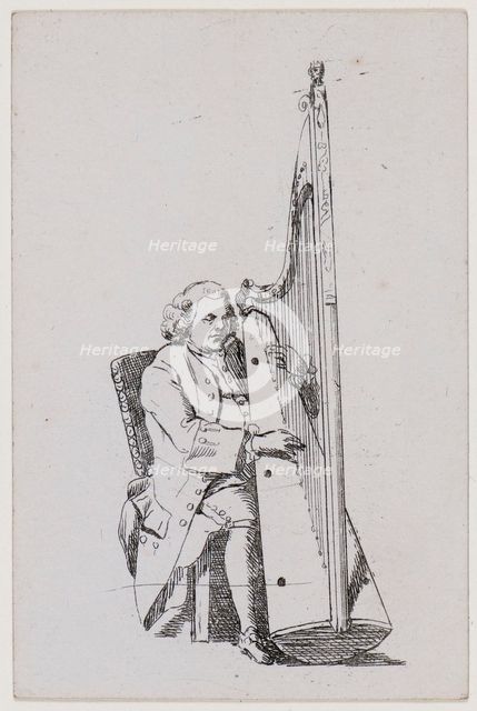 John Parry playing the harp, c1760-1780. Creator: William Parry.