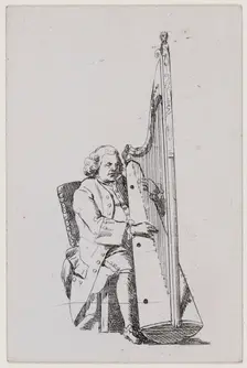 John Parry playing the harp, c1760-1780. Creator: William Parry