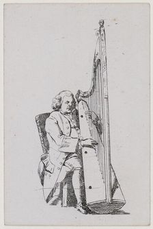 John Parry playing the harp, c1760-1780. Creator: William Parry