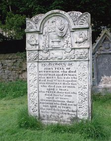 John Peel's gravestone, St Kentigern's parish churchyard, Caldbeck, Cumbria