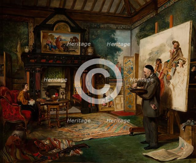 John Phillip in his Studio, 1863-64. Creator: John Ballantyne.