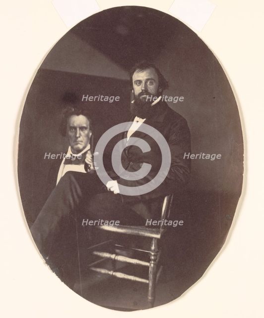 John R. Johnston with Painting, late 1850s. Creator: John R. Johnston (American, 1820-1872).