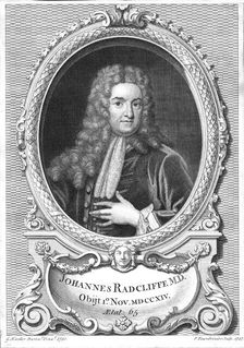 John Radcliffe, English physician, 1747. Artist: Pierre Fourdrinier