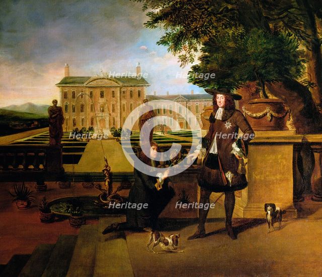 John Rose, the King's Gardener, presenting Charles II with a pineapple, 17th century. Creator: Hendrick Danckerts.