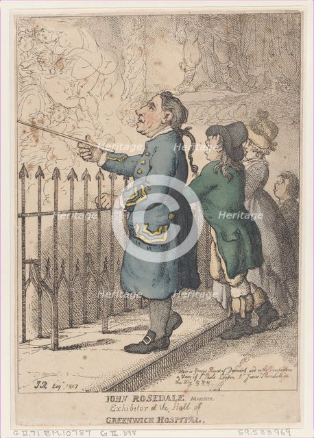 John Rosedale Mariner, Exhibitor at the Hall of Greenwich Hospital, April 26, 1807., April 26, 1807. Creator: Thomas Rowlandson.