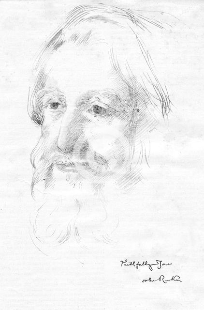 John Ruskin, late 19th century. Artist: Ethel Webling