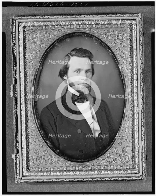 John Sherman, head-and-shoulders portrait, full face, between 1840 and 1860. Creator: Unknown.