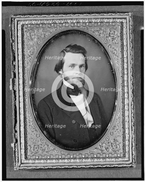 John Sherman, head-and-shoulders portrait, full face, between 1840 and 1860. Creator: Unknown.