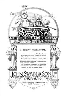 John Swain & Son Ltd. - advert 1916. Artist: John Swain & Son
