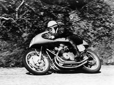 John Surtees on an MV Agusta, Waterworks Corner, Isle of Man Senior TT, 1956