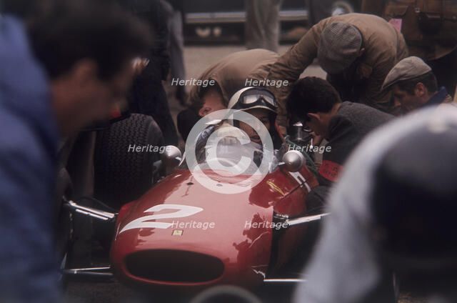 John Surtees in a Ferrari. Artist: Unknown