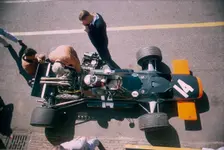 John Surtees in his BRM at the British Grand Prix, Silverstone, Northamptonshire, 1969