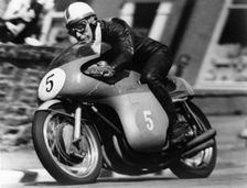 John Surtees winning the Isle of Man Junior TT, on an MV Agusta, 1959