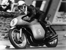 John Surtees winning the Isle of Man Junior TT, on an MV Agusta, 1959