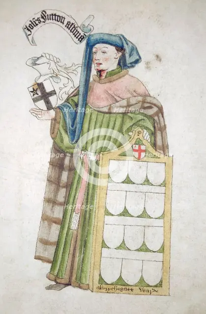 John Sutton, Sheriff of London 1440-1441, in his aldermanic robes, c1450.                            Artist: Roger Leigh
