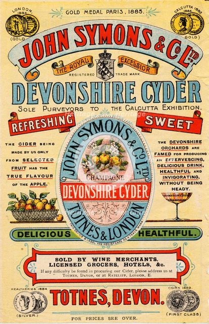 John Symons & Co Devonshire Cyder, 19th century. Artist: Unknown