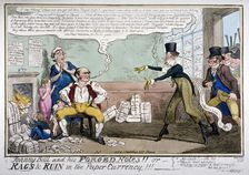 Johnny Bull and his forged notes!!! 1819. Artist: George Cruikshank