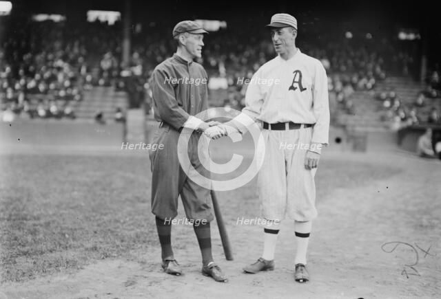 Johnny Evers, Boston NL and Eddie Plank, Philadelphia AL (baseball), 1914. Creator: Bain News Service.